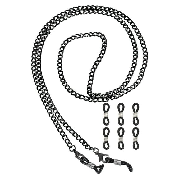 Uxcell Glasses Chain, 75cm Metal Eyeglasses Strap with 6 Ends for Women, Black