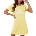 thumbnail image 4 of Xfvqtps Valentine's Day Nightgown for Women Plus Size Happy Valentine's Day Print Short Sleeve Crew Neck Solid Color Lightweight Soft Comfortable Pajamas Yellow, 4 of 6