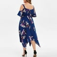 thumbnail image 5 of Lolmot Summer Dress for Women Plus Size Casual Floral Printed Cold Shoulder Dresses Sexy Short Sleeve V Neck Dress Chiffon Beach Flowy Boho Sundress Evening Party A-Line Dress, 5 of 5