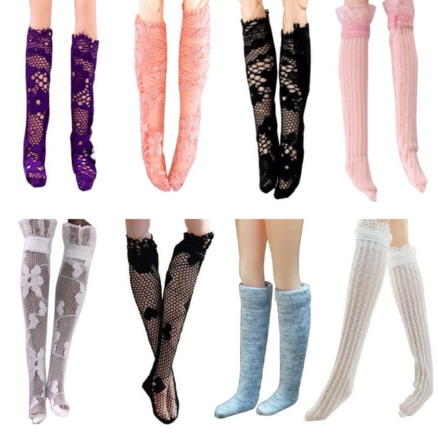 Calcetines de juguete de 6 puntos, vestido de muñeca, princesa americana, hilo largo, tubo de tela de encaje, bebé SD BJD, calcetines de seda con forma de corazón, pantalones
