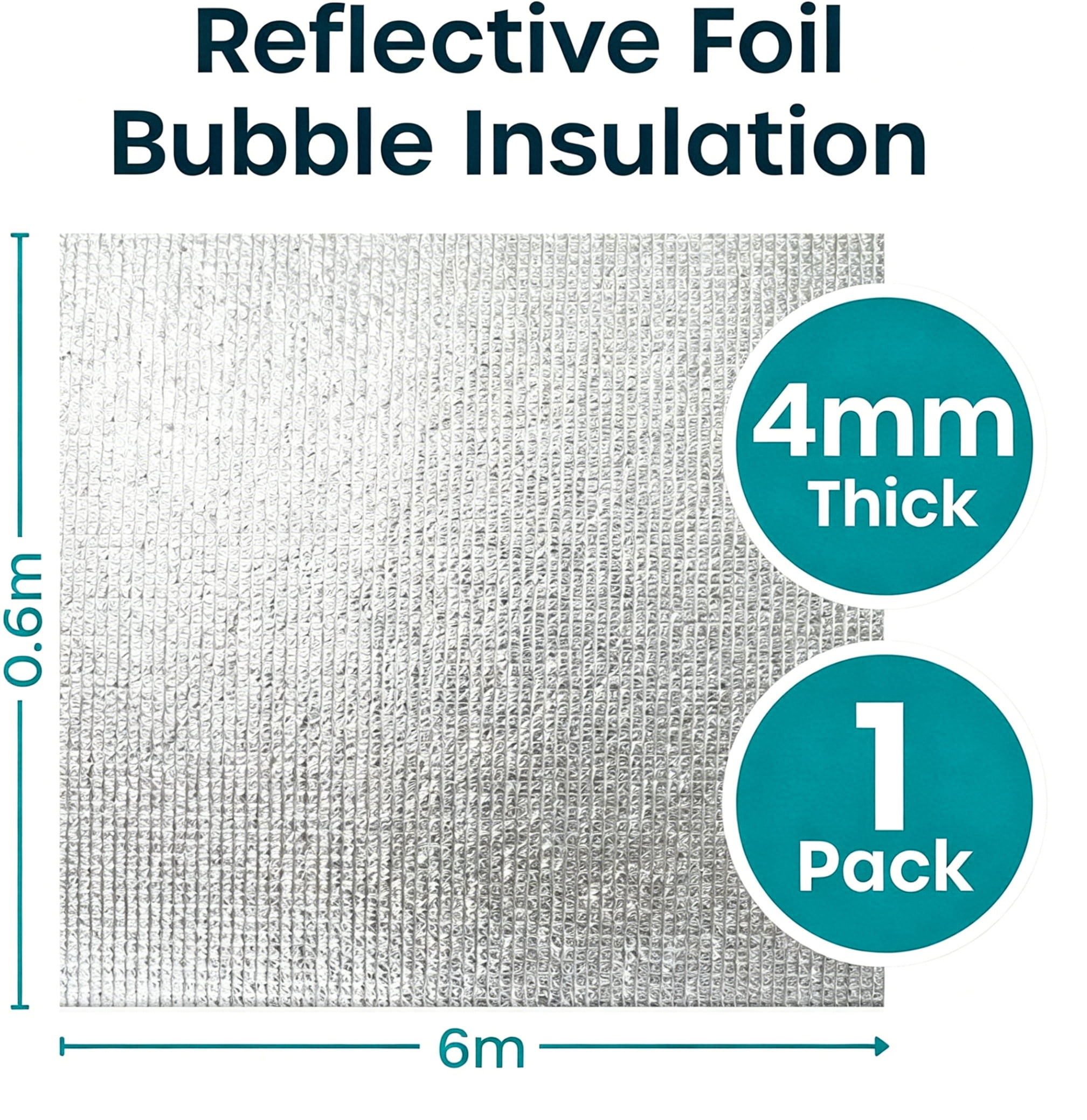 Reflective Window Insulation Foil, Double Side Aluminum Foil Bubble Insulation for Windows, RVs, Garages Door (0.6*6 M)