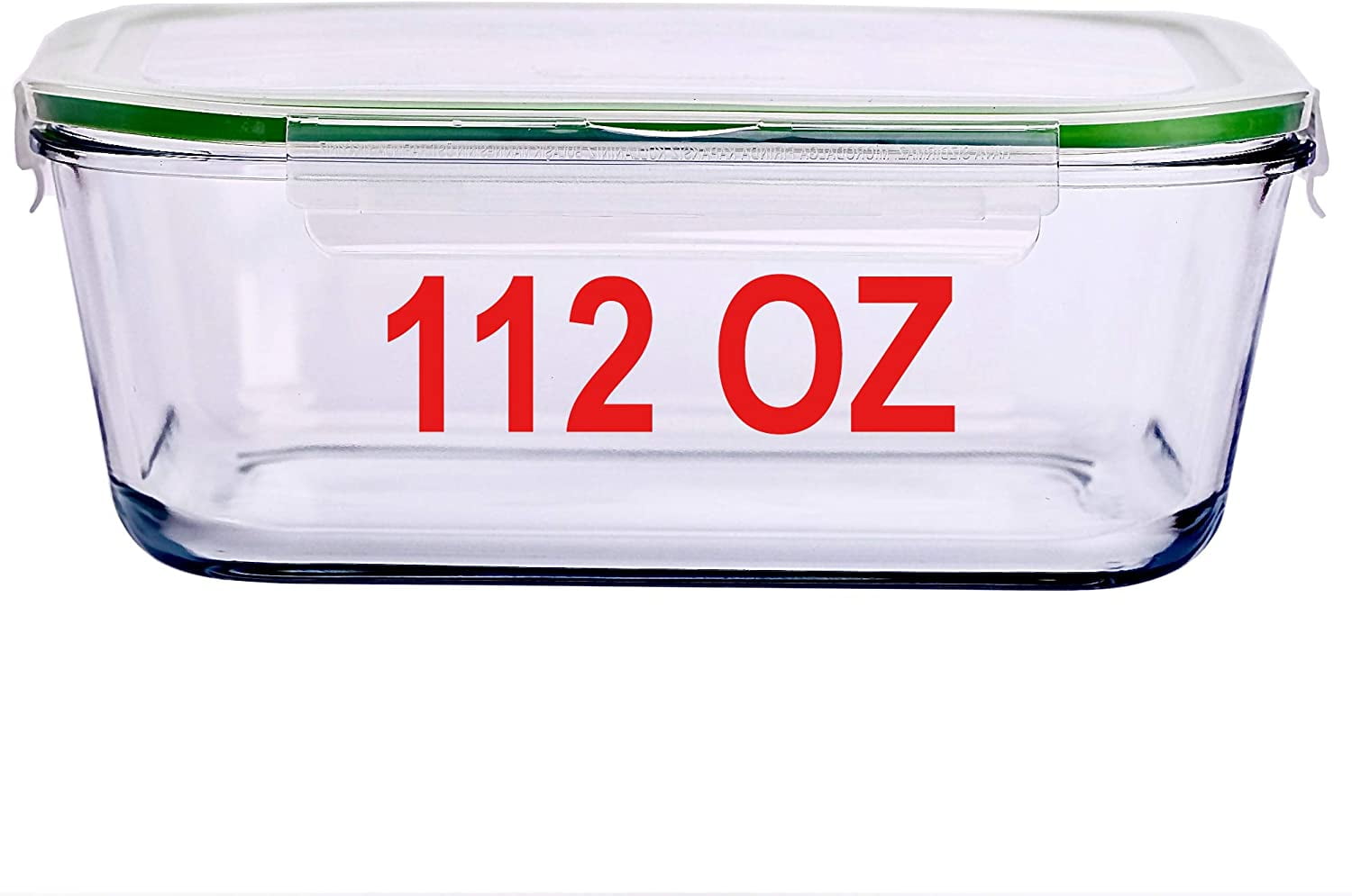 112 oz Large Glass Food Storage Container with Locking Lid Meal Storing