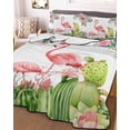 thumbnail image 3 of Quilts Full Size Bedding Set, Summer Pink Flamingos Lightweight Quilted Comforter, Tropical Floral Leaves Cactus Soft Reversible Bedspread Coverlet with Pillow Covers for All Season, 78" x 90", 3 of 7