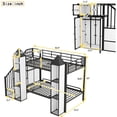 thumbnail image 5 of Bunk Bed with Stairs and Storage, Twin Over Twin Bunk Beds with Wardrobe, Heavy-Duty Metal Castle-Shaped Bunk Beds Frame, No Box Spring Needed-Black+White, 5 of 9