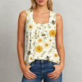 thumbnail image 2 of WEIWEN Summer Tank Tops for Women Pleated Floral Printed Square Neck Sleeveless Shirts Casual Loose Fit Trendy Camisole Vest Blue, XXL, 2 of 5