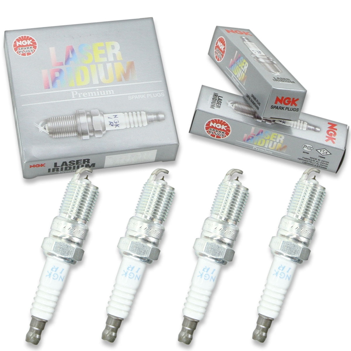 4 pc NGK 4477 Laser Iridium Spark Plugs for 31216297 31216525 3S4G-12405-AB 4505 8694749 AGFS22IPJ AGFS22YPC AGSF22YPC AGSF32WM HGR8DQI L341-18-110 L3Y4-18-110 L813-18-110 SP433 SP492 Ignition Wire