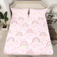 thumbnail image 2 of Manfei Cute Rainbow Bed Sheets,Loves Stars Print King Sheets,Pink Fairy Tale Sheet Set For Girls Kids,Super Cozy Room Decor,4pcs, 2 of 7