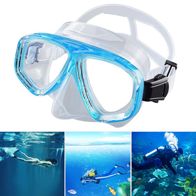 Máscara de buceo 180 vista panorámica longitud ajustable HD para hombres mujeres (azul lago)