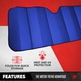 thumbnail image 3 of Motor Trend Front Windshield Sun Shade - Accordion Folding Auto Sunshade for Car Truck SUV - Blocks UV Rays Sun Visor Protector - Keeps Your Vehicle Cool - 58 x 24 Inch (Blue), 3 of 8