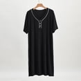 thumbnail image 2 of Miluxas Men's Modal Short Sleeve Nightshirt, V-Neck Button Detail Sleep Shirt, Ultra-Soft Loungewear Nightgown with Side Slits for Men Black L(L), 2 of 5