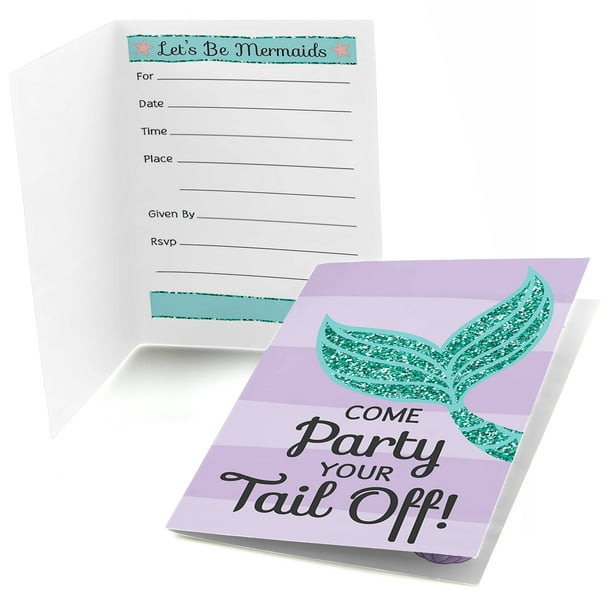 Let S Be Mermaids Fill In Baby Shower Or Birthday Party Invitations 8 Count Walmart Com Walmart Com