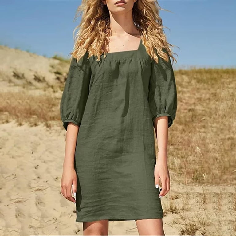 knee length dresses for ladies Rove Linen Summer Dress