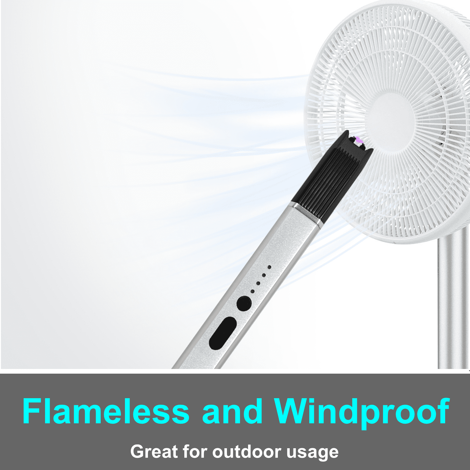 Electric Lighter - USB Rechargeable Candle lighter, Windproof Flameless Plasma Arc Lighter for BBQ Grill, Camping, Stove, 7.5" Long Stick Lighter,Silver
