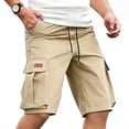 thumbnail image 2 of FRSASU Men's Cargo Shorts Drawstring Stretch Elastic Waist Casual Work Short with Multi Pockets Khaki, 2 of 5