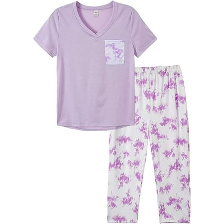 

MyFav Women s Capri Pajama Sets 2-Piece Top & Capri Pants Sleepwear Set XL