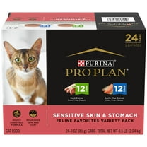 Purina Pro Plan Sensitive Skin and Stomach, Variety Pack, Wet Cat Food, 3 oz Cans, 24 Pack