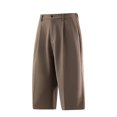 thumbnail image 4 of Yuhangmm Men Spring Summer Outdoor Casual Straight Leg Flowy Wide Solid Cropped Pants Coffee XXL, 4 of 5