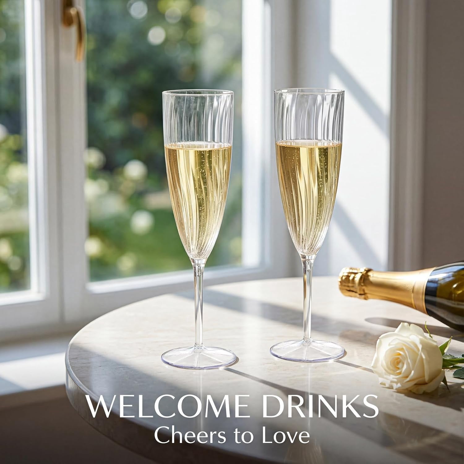 38PCS Clear Champagne Flutes Plastic - 6 OZ Clear Disposable Champagne Flutes Party Supplies for Wedding/Birthday/Parties