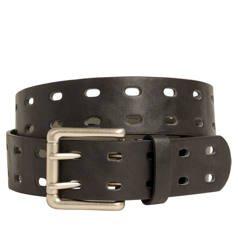 Time and Tru Women's Double Prong Perforated Belt, Black