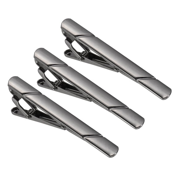 3 Pcs Skinny Tie Clips for Men, Copper Suit Tie Clips Men Tie for Father, Husband, Lover(Grey, Twill)