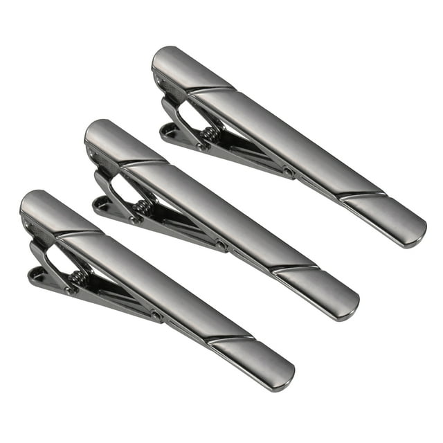 3 Piezas de Clips delgados para Corbatas para Hombres, Clips de Corbata de Cobre para Papá, Esposo, Amante (Gris, Twill)