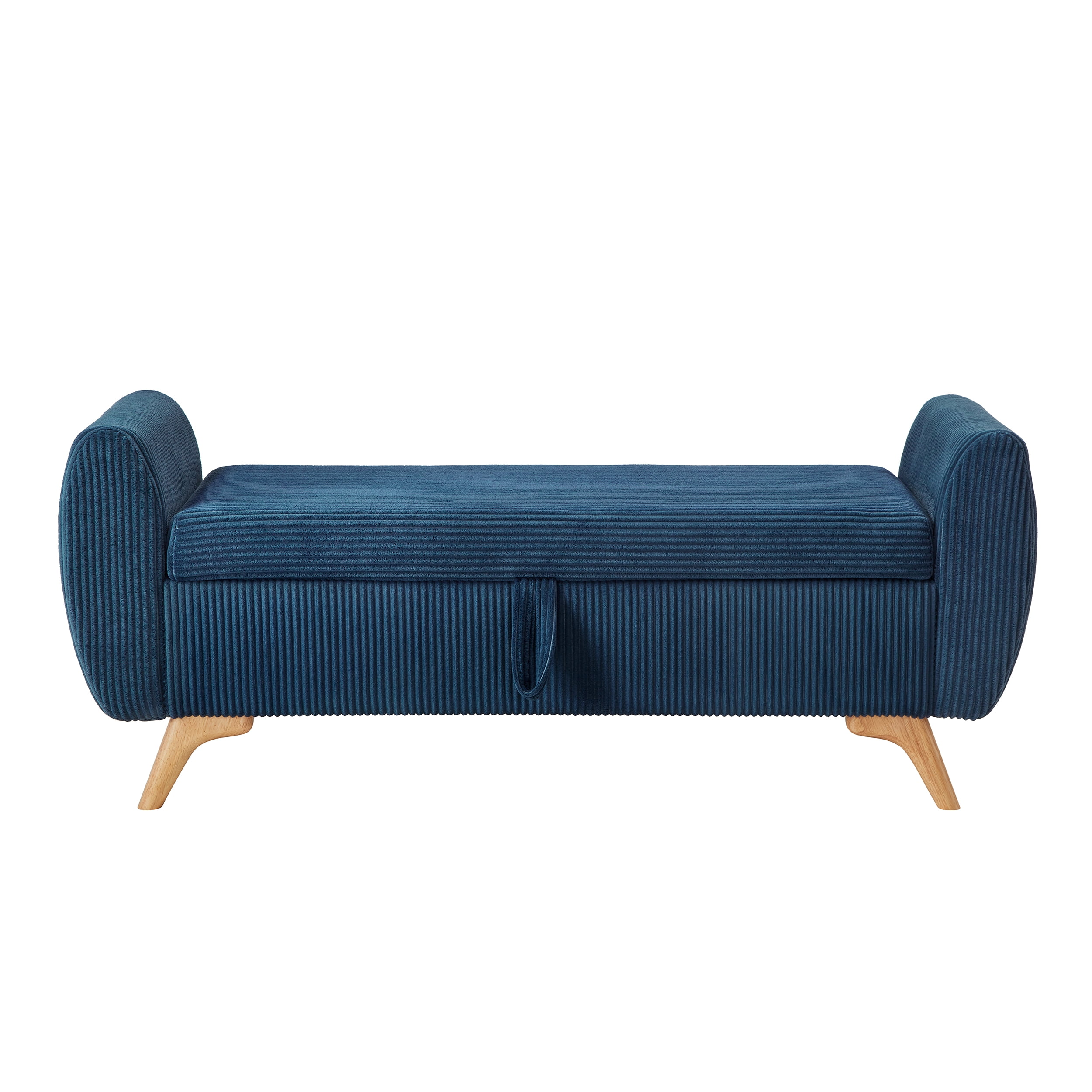 Storage Bed Bench 57 Inch, Corduroy Upholstered Bench with Flip Top Storage for Bedroom Hallway, Blue