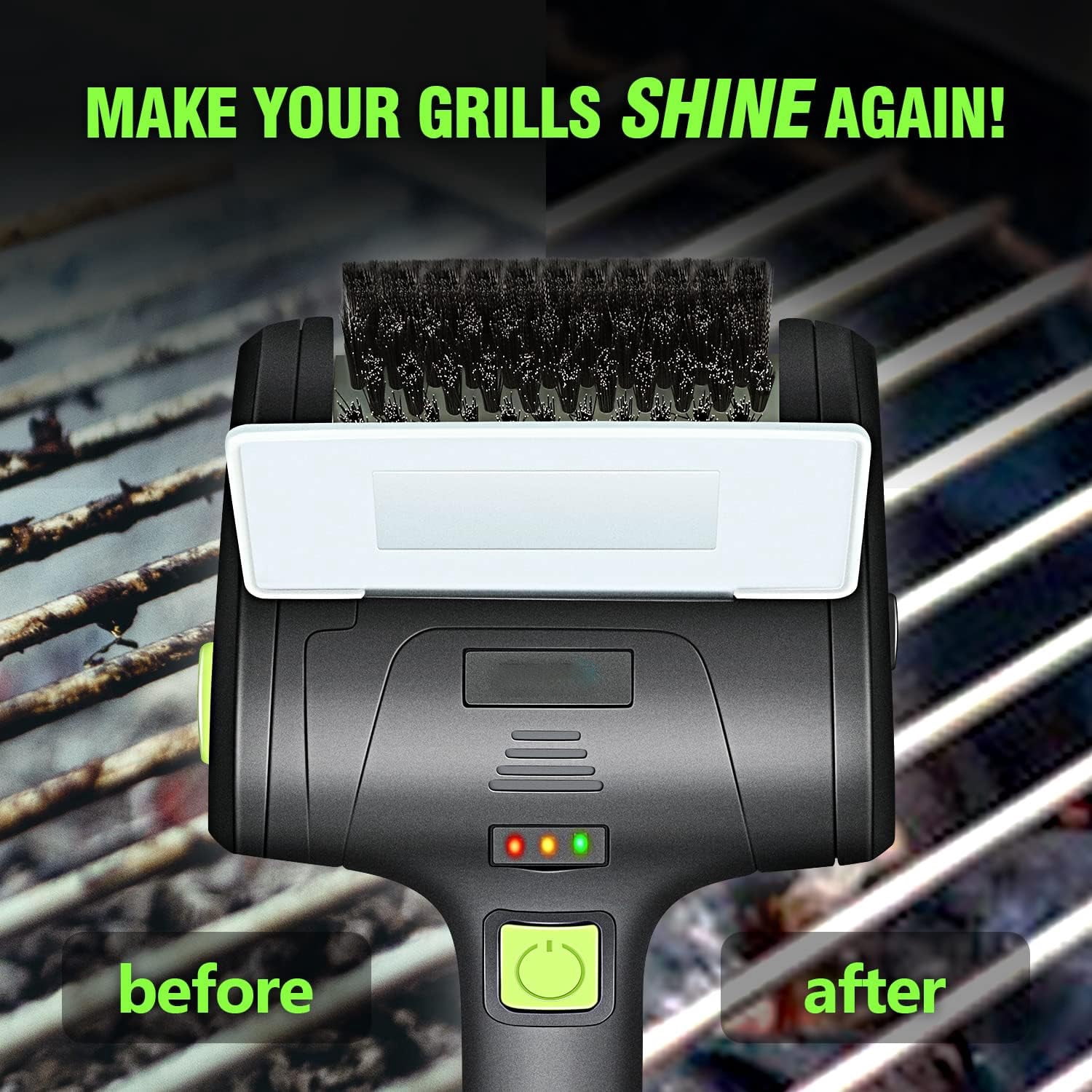 CNV Cordless Electric Grill Brush, Rechargeable Grill Cleaning Scrub Brush with Rotating Cleaner Brush Head and Type-C Charging Cable for Outdoor Grill
