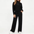 thumbnail image 7 of Mifsaly Womens 2 Piece Lounge Set Half Zip Pullover Top and Wide Leg Pants Casual Matching Outfit Drawstring Waist Relaxed Fit Soft Travel Airport Fall Winter, 7 of 7