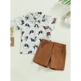 thumbnail image 3 of Elippeo 2Pcs Toddler Boys Summer Outfits 1-6 Years Short Sleeve Graphic Print Button Down Shirt + Shorts Set, 3 of 10