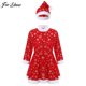 thumbnail image 2 of Children Girls Christmas Snowflake Print Dress with Hat Xmas New Year Masquerade Party Santa Claus Cosplay Performance Costume150 Gong Bohan LED, 2 of 2