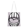thumbnail image 1 of YFYANG Reusable Cotton Canvas Tote Shopping Bag, Cartoon Mouth Teeth Washable Portable Grocery Bag for Daily Travel, 1 of 8