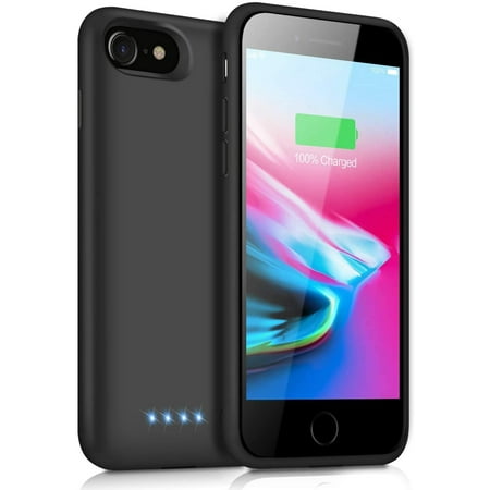 Battery Power Case for Apple iPhone 8, 7, SE, 7000mAh Slim Portable Rechargeable Battery Charging Case Compatible for Apple iPhone 8, 7, SE Extended Battery Charger Case (Black)