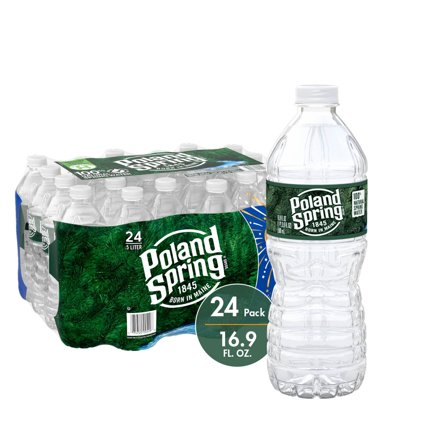 POLAND SPRING Brand 100 Natural Spring Water, 16.9ounce
