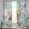 thumbnail image 3 of Coastal Turtle Semi Sheer Curtains 84 Inch Length 2 Panels Set, Teal Nautical Ocean Starfish Coral Sheer Kitchen Curtain Privacy Voile Window Curtain for Living Room Bedroom Rod Pocket Drapes, 3 of 7