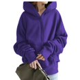 thumbnail image 4 of Womens Plus Size Hoodies Sweatshirts S-5X Long Sleeve Full Zipper Up Coats with Pockets Casual Solid Loose Warm Outerwear Jackets, 4 of 8