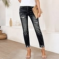 thumbnail image 2 of iHPH7 Petite Jeans for Women Fall Clothes Ripped Jeans Womens Casual Pants for Women Straight Leg Jeans for Women Pantalones Para Mujer Fall Fashion Black XXL, 2 of 5