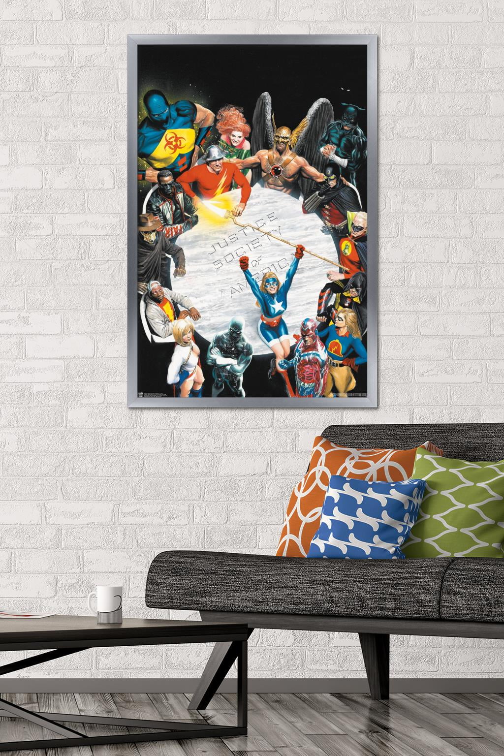 DC Comics - The Justice Society of America - Table Meeting Wall Poster, 22.375" x 34", Framed