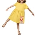 thumbnail image 4 of Robes Décontractées pour Filles, Été, Imprimé Lapin, Col Rond, Manches Courtes, Midi, Robe d'Été Décontractée, Vacances, Jaune, 7-8 Ans, 4 of 5