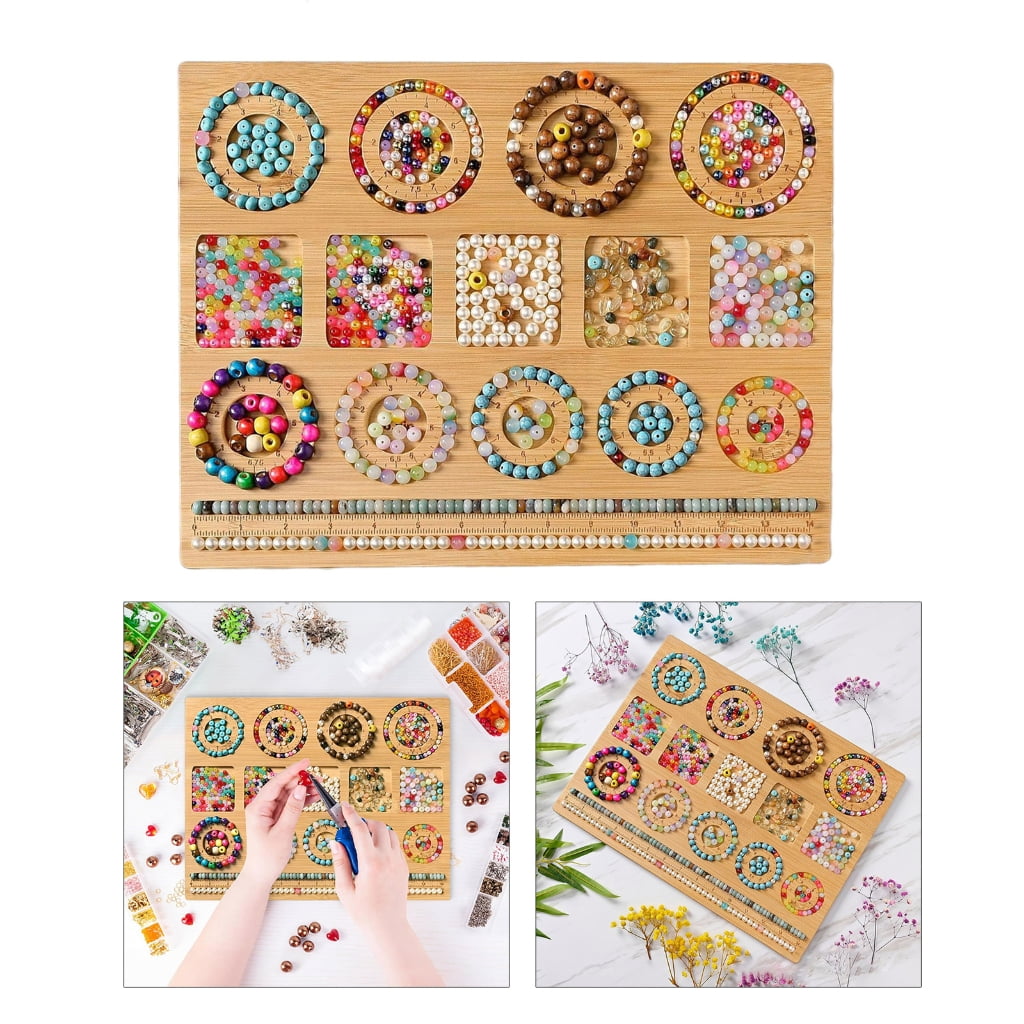 Necvior Wooden Bead Plate Jewelry Crafting Tool Jewelry Beading Designs Tray for Bracelet Necklaces Ornament Making Boards