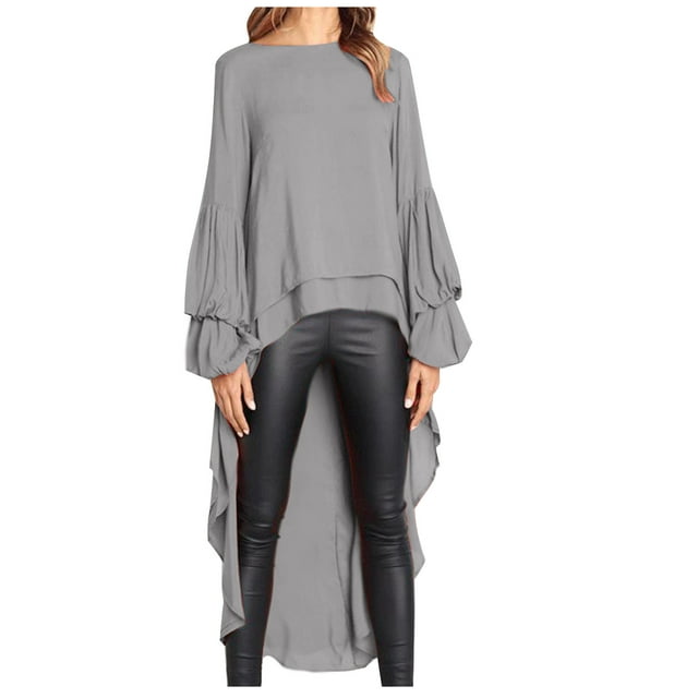 Babysbule Ensemble de Hauts pour Femmes Automne Plus Ventes Chandail à Manches Longues en Chiffon Irrégulier Mode de Rue Élégante
