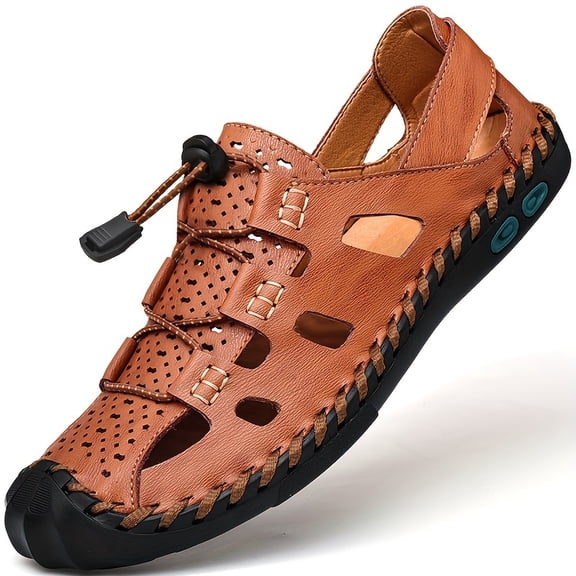 2026 Plus Size Men's Strap Sandals Comfy Beach Water Shoes, Spring And Summer with Buckle, Durable Non Slip Outdoor Hiking Trekking Sandals,