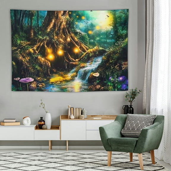 Acheng Fantasy Forest Tapestry Nature Landscape Tapestry Wall Hanging Fairy Tale World Tapestry Psychedelic Tree of Life Headboard Bedspread Tapestry for Bedroom Living Room Decor 60x40in