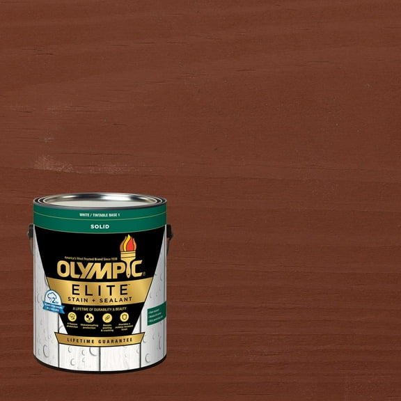 Olympic Elite 1 Gallon SC-1064 Port Wine Solid Advanced Exterior Stain and Sealer in One