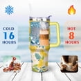 thumbnail image 4 of 40oz Yellow Lemon Pattern Stainless Steel Flip Straw Tumbler Spill Proof Travel Cup Double Wall Vacuum Insulated Coffee Mug with Top Handle, 4 of 6