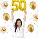 thumbnail image 5 of Globos con números 50/05 años, globo dorado con texto en inglés "Feliz cumpleaños", dorado, XXL, 101 cm, decoración de cumpleaños, globo decorativo con números para cumpleaños, globo de helio, 5 of 7