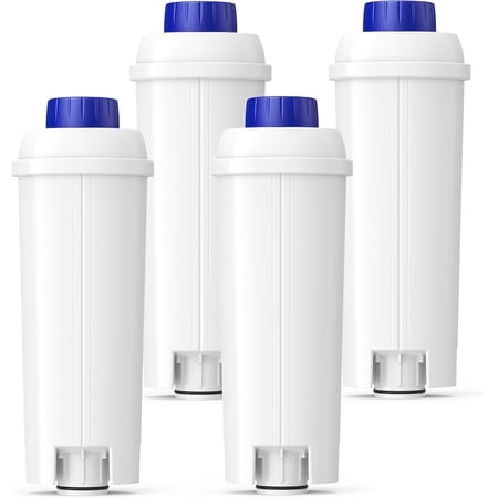DLSC002 Water Filter Replacement Compatible With Delonghi Coffee Machine Activated Carbon Softener For De'longhi Magnifica evo, Dinamica, Eletta, ECAM, ESAM, ETAM, Bco410/420, Ec680/800, 4 Pack