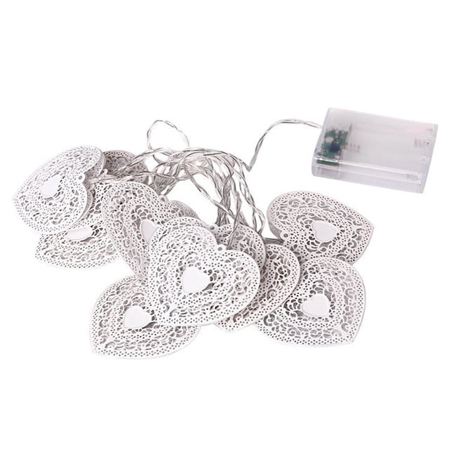 Cadena De Corazón De Amor, Luz Decorativa Alimentada Por Batería, Luz Blanca Cálida Para Patio, Jardín, Fiesta, Decoración De Boda 1,2 Metros, 10 Luces Led Minnieouse HA034161-00