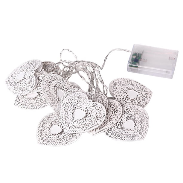 Cadena De Corazón De Amor, Luz Decorativa Alimentada Por Batería, Luz Blanca Cálida Para Patio, Jardín, Fiesta, Decoración De Boda 1,2 Metros, 10 Luces Led Minnieouse HA034161-00