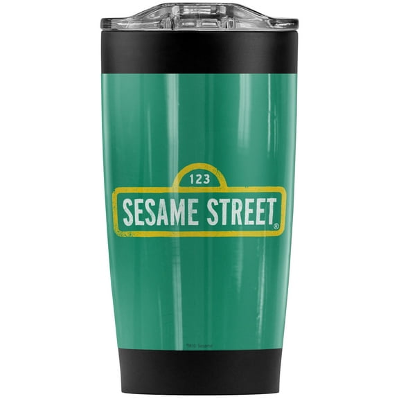 Sesame Street/Rough Logo Stainless Steel Tumbler 20 oz Coffee Travel Mug/Cup, Vacuum Insulated & Double Wall with Leakproof Sliding Lid | Great for Hot Drinks and Cold Beverages
