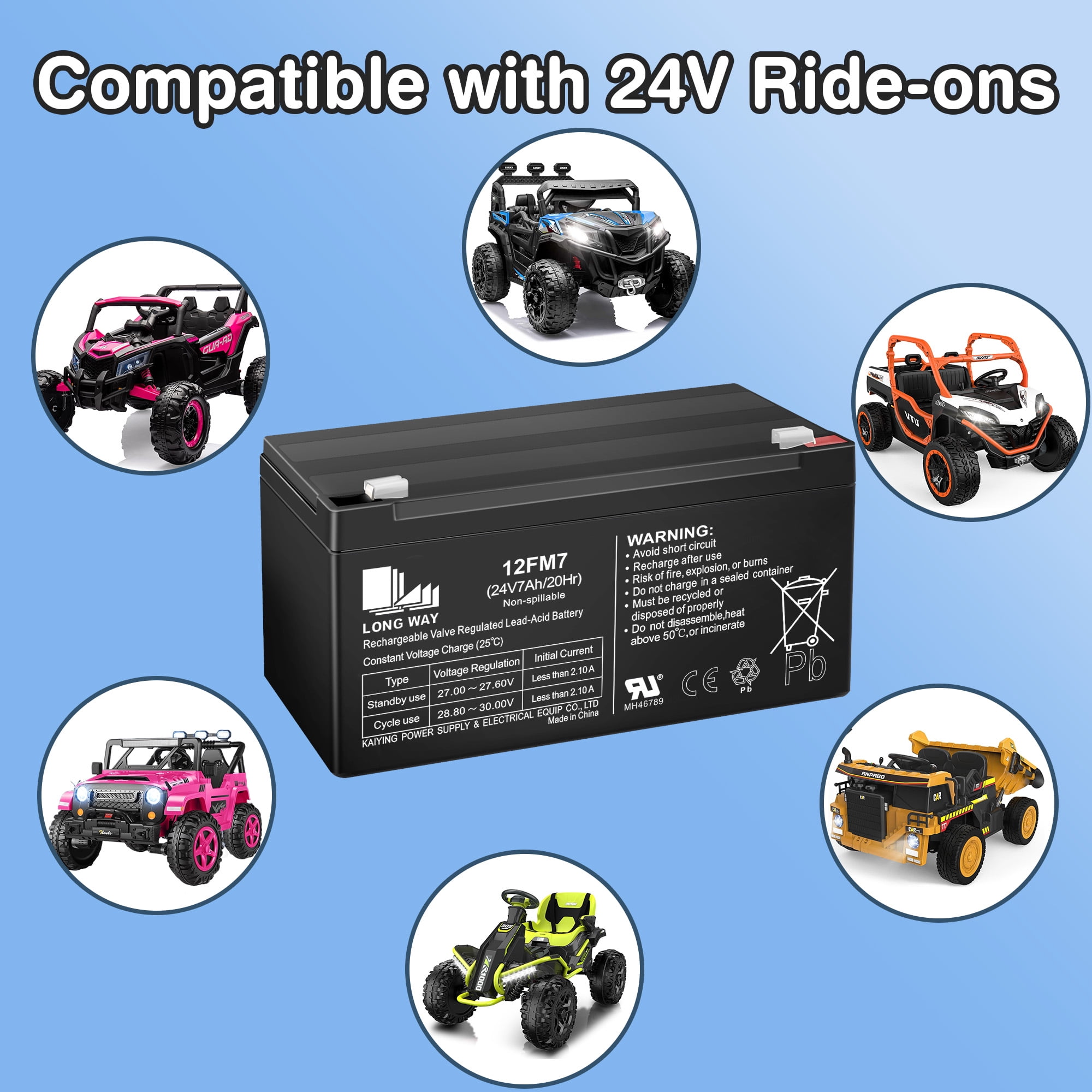 TOKTOO 24V 7Ah Lead Acid Replacement Battery for Kids Ride On Car – Reliable Power